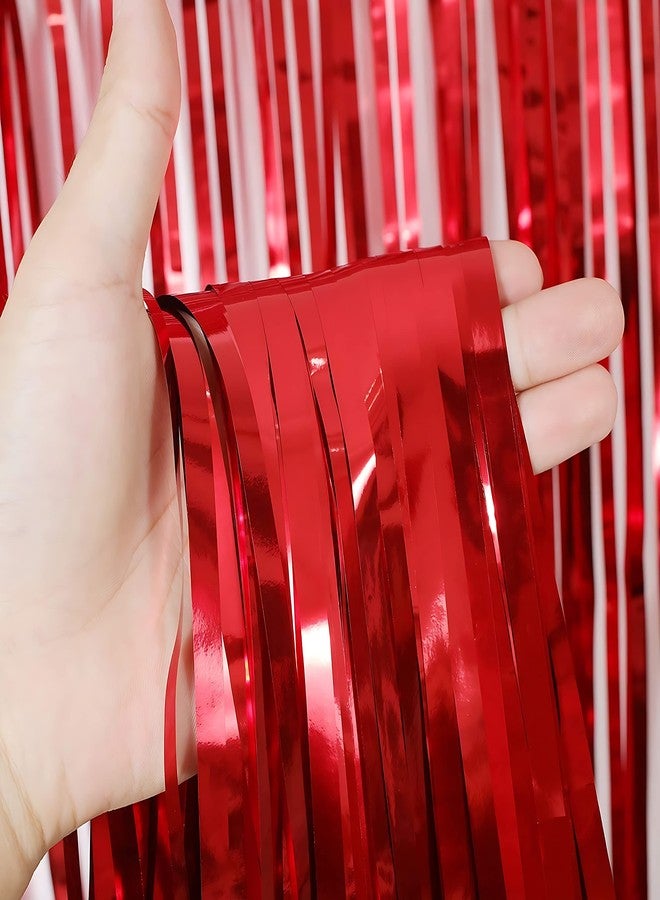 Flyloons Red Foil Curtains for Birthday Decoration items Pack of 2 Baby shower Anniversary, Marriage, Bachelorette Party celebration theme - Image 2